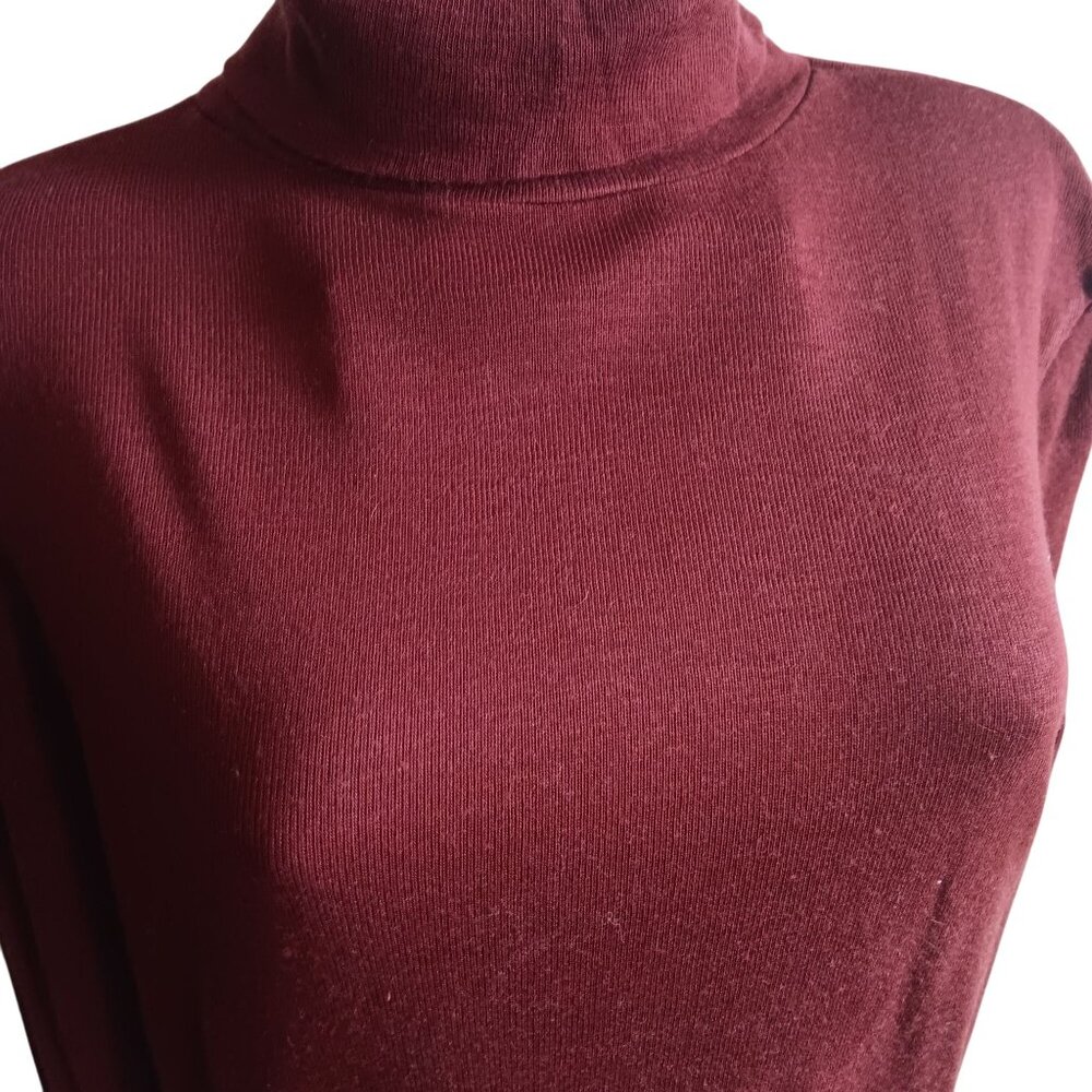 Women's Large Vintage 70's Single Stitch Brown Turtleneck Zipback Pullover